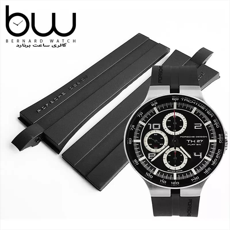 بند رابر ساعت مچی پورشه دیزاین مشکی | Porsche Design P6360 Strap