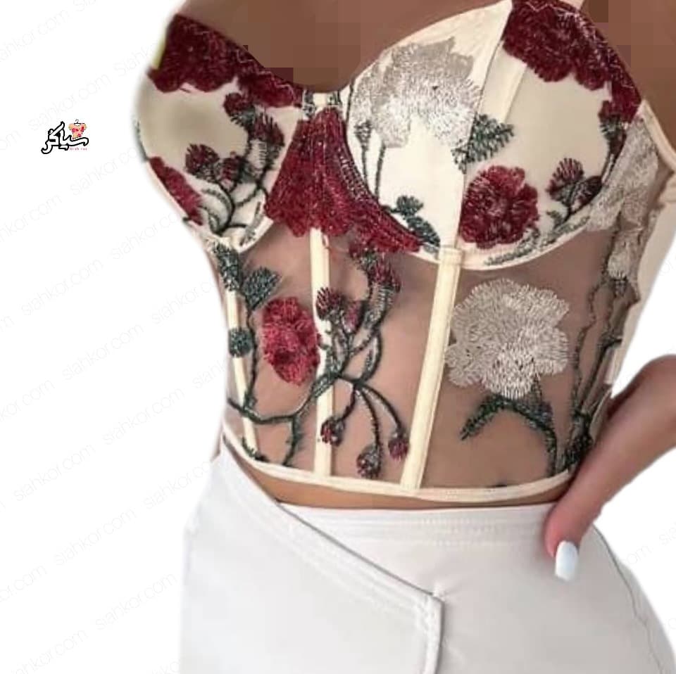 سوتین برلت گلدوزی وارداتی ژورنالی کرم