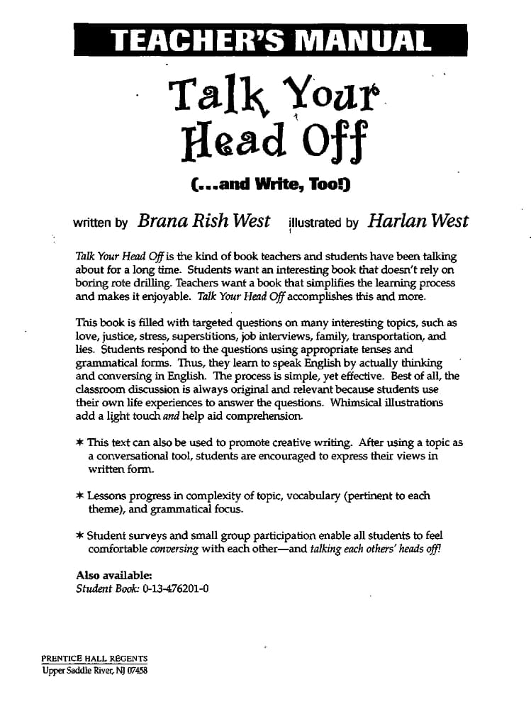 کتاب حرف بزن و بنویس (Talk Your Head Off and Write Too) نسخه انگلیسی PDF | برانا ریش وست