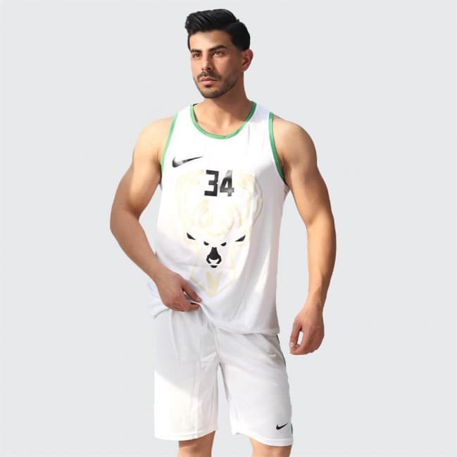 ست مردانه حلقه ای و شلوارک بلند بسکتبالی BUCKS کد 51070 تکی — تصویر ۳
