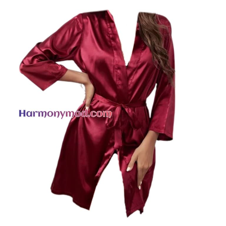 روبدوشامبر ساتن رنگ زرشکی