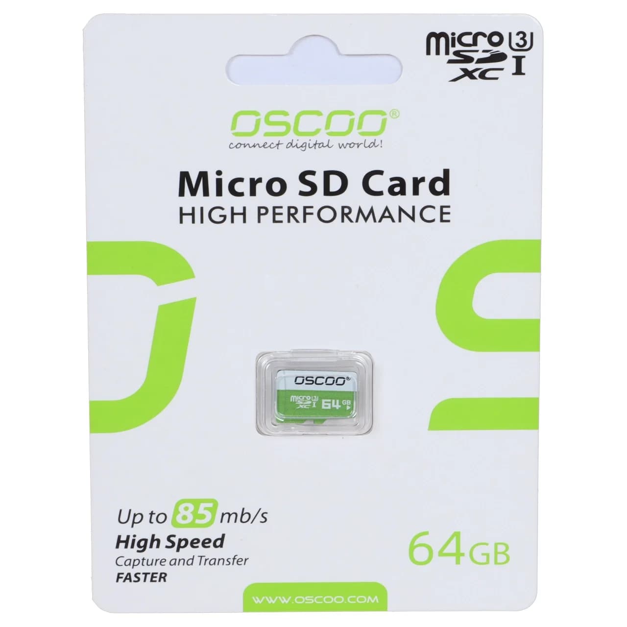 کارت حافظه OSCOO MiscroSDXC با سرعت 85Mb/s U3 و ظرفیت 64 گیگابایت (گارانتی سورین) — تصویر ۲