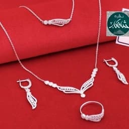 سرویس نقره شاهکار طرح آتنا عیار 925 آبکاری طلاسفید ارسال رایگان — تصویر ۳