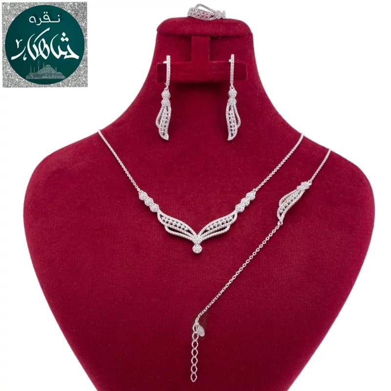 سرویس نقره شاهکار طرح آتنا عیار 925 آبکاری طلاسفید ارسال رایگان
