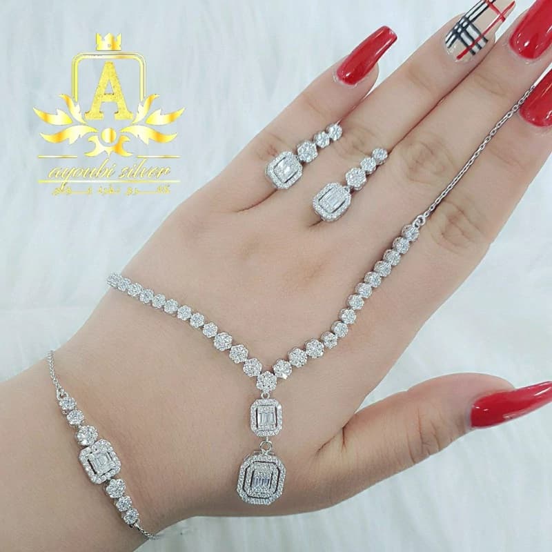 سرویس امرالدنقره 925 طرح جواهر روکش اب طلا