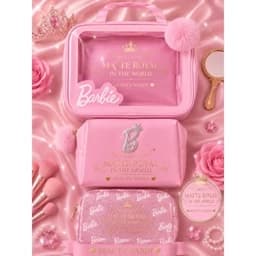 ست کیف آرایشی 3 تکه باربی (Barbie) مدل Matte Royal کیف لوازم آرایش و نظم دهندهه — تصویر ۳
