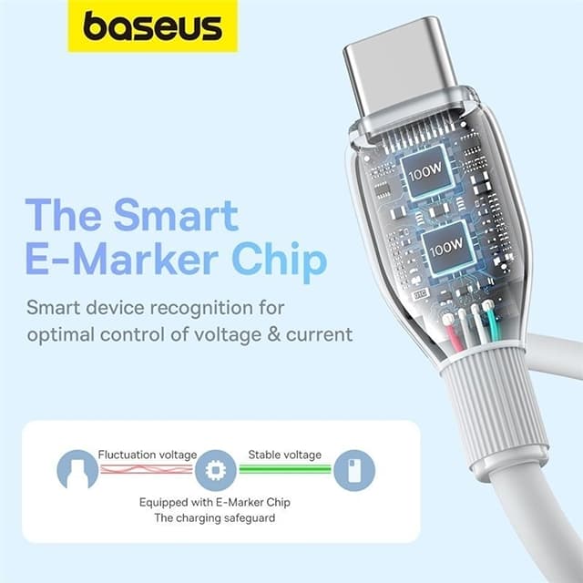 کابل تایپ سی باسئوس مدل BASEUS P10355702221-B2 PD 100W — تصویر ۵