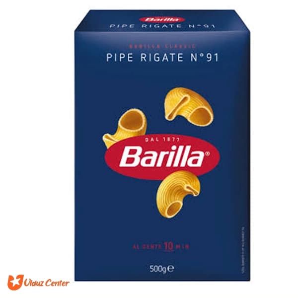 پاستا لوله ای شیاردار Barilla کد N91 وزن 500 گرم