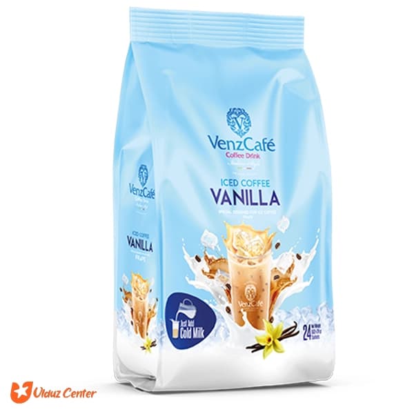 پودر مخلوط قهوه فوری ونز کافه با طعم وانیل مدل Iced Coffee بسته 24 عددی