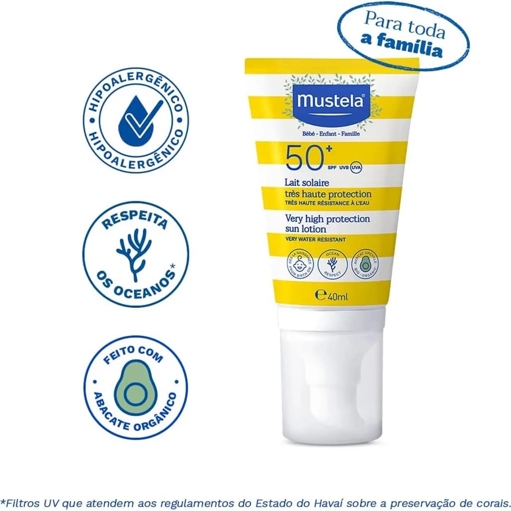 کرم ضد آفتاب ماستلا آووکادو ضد آب SPF50 حجم 40میل Mustela — تصویر ۸