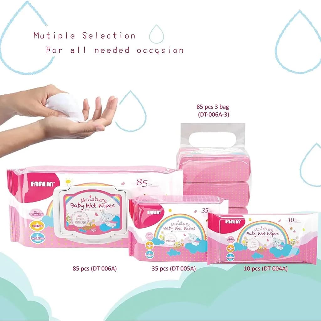 دستمال مرطوب فارلین 85عددی Moisture Anti Rush ضدراش ضد آلرژی ضدحساسیت Farlin — تصویر ۶