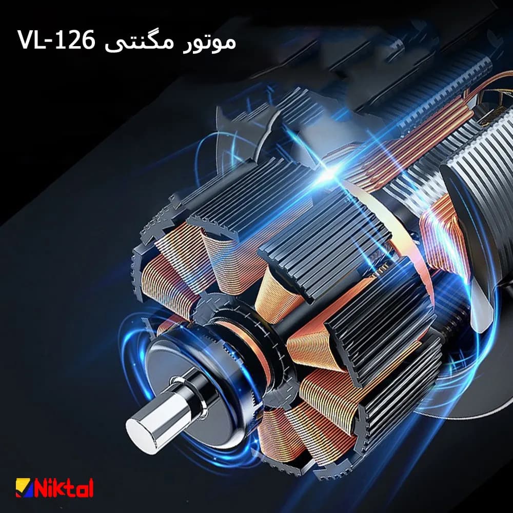 ماشین اصلاح خط زن دیجیتال ولروس مدل VL-126 | موتور مگنتی 13000 دور و تیغه تیتانیومی — تصویر ۴