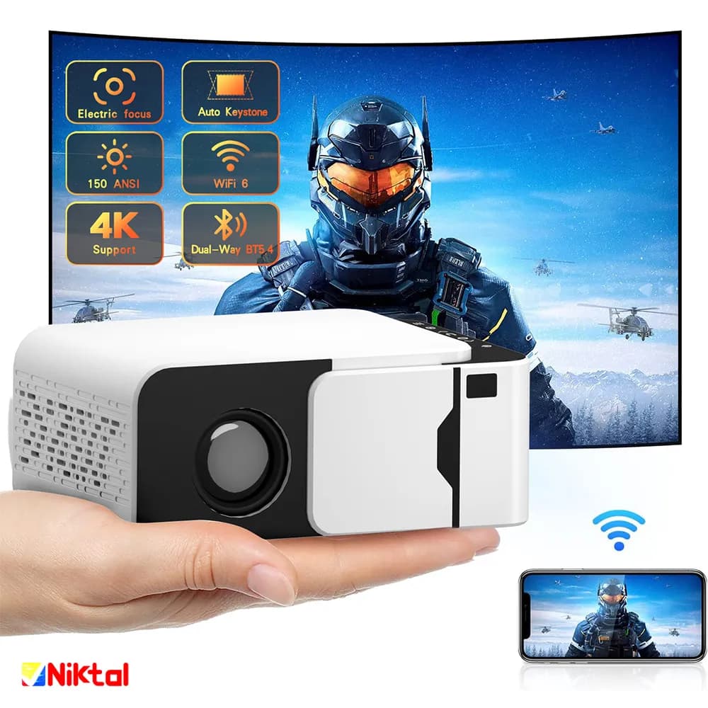 پروژکتور مدل T5 Mini | ویدئو پروژکتور هوشمند اندرویدی با کیفیت HD و فوکوس خودکا — تصویر ۵