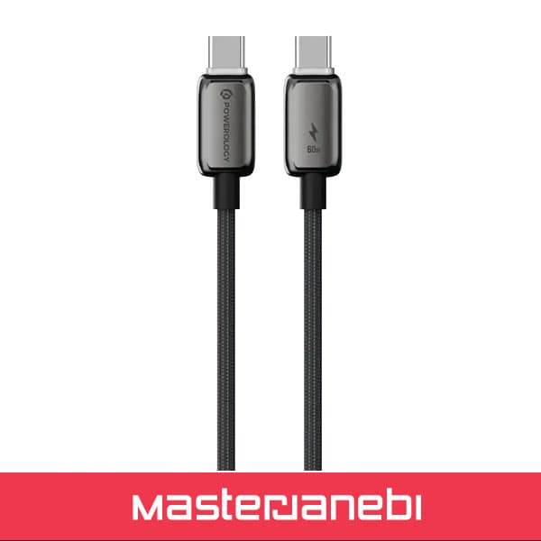 آداپتور شارژ 45 وات پاورولوژی با کابل دور سر تایپ سی Powerology VoltFLow 45W Type-C Adaptor PWCUQC069+cable — تصویر ۲