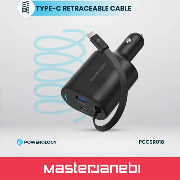 شارژرفندکی 70 وات با کابل پاورولوژی Powerology Car Charger 70W PCCSR018 — تصویر ۴