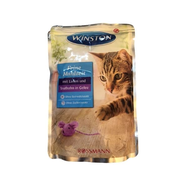 پوچ گربه با طعم گوشت بره و بوقلمون در ژله 100 گرمی وینستون (winston)