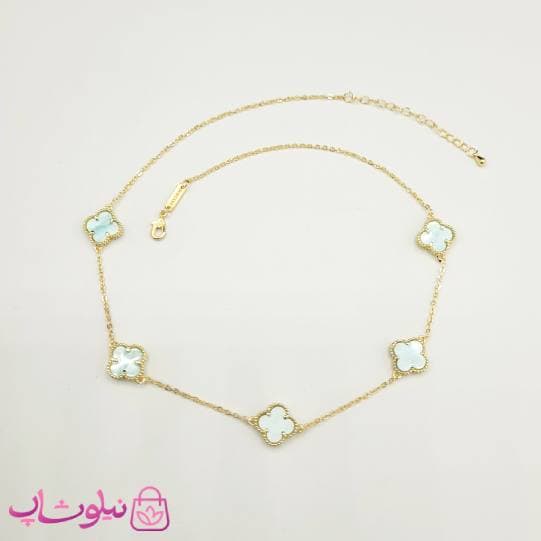 گردنبند زنانه ونکلیف آبی روشن آبکاری طلا کیفیت مستر کد 430