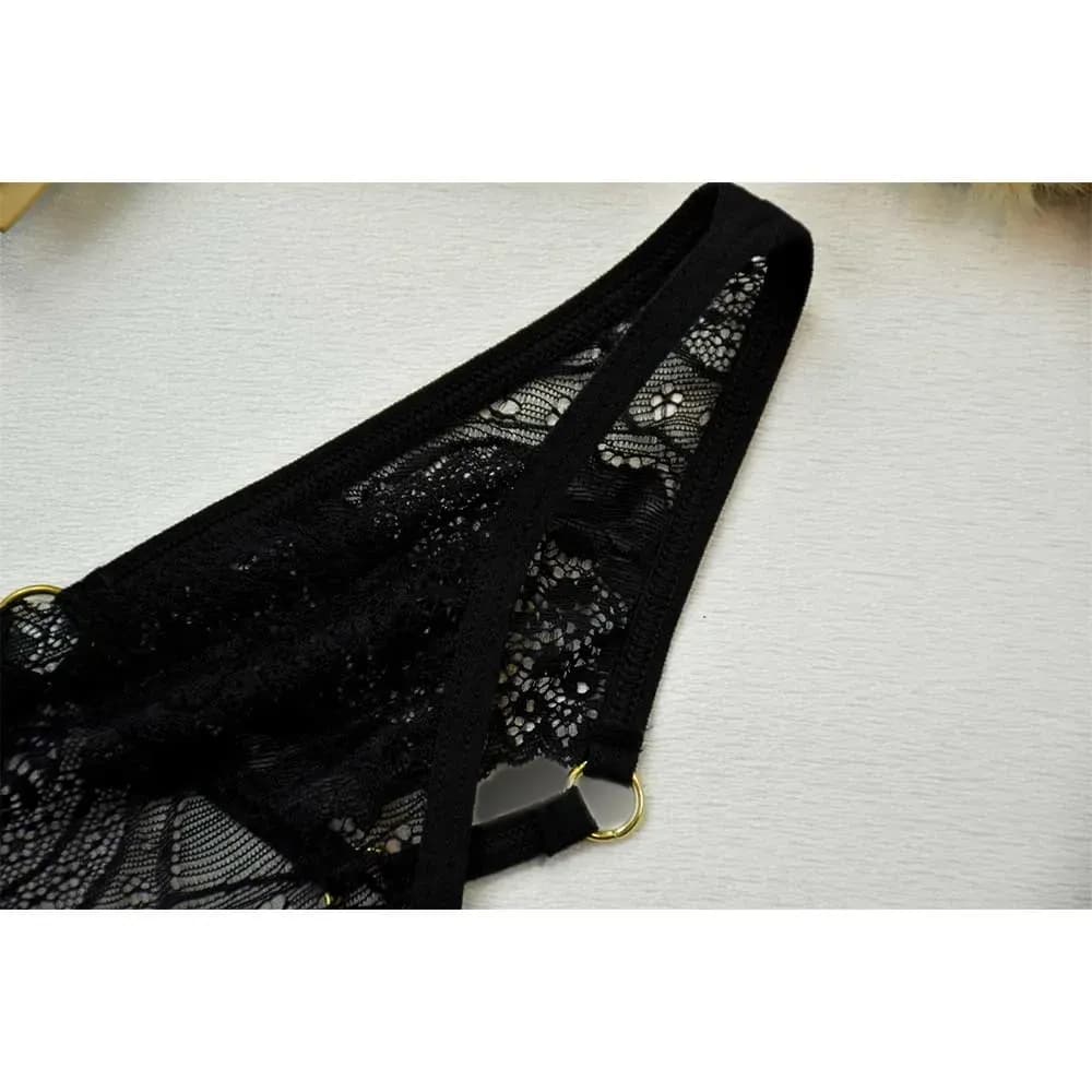 شورت فانتزی زنانه دانتل مشکی سایز XL کد 11566 — تصویر ۴
