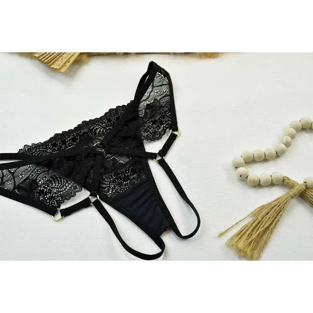 شورت فانتزی زنانه دانتل مشکی سایز XL کد 11566 — تصویر ۲