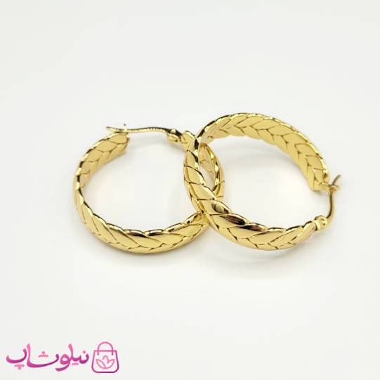 گوشواره حلقه ای استیل طرح گندم کد 1192