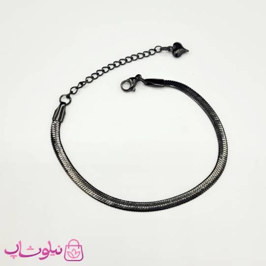 دستبند دخترانه هرینگبون مشکی استیل 4 میل کد 792