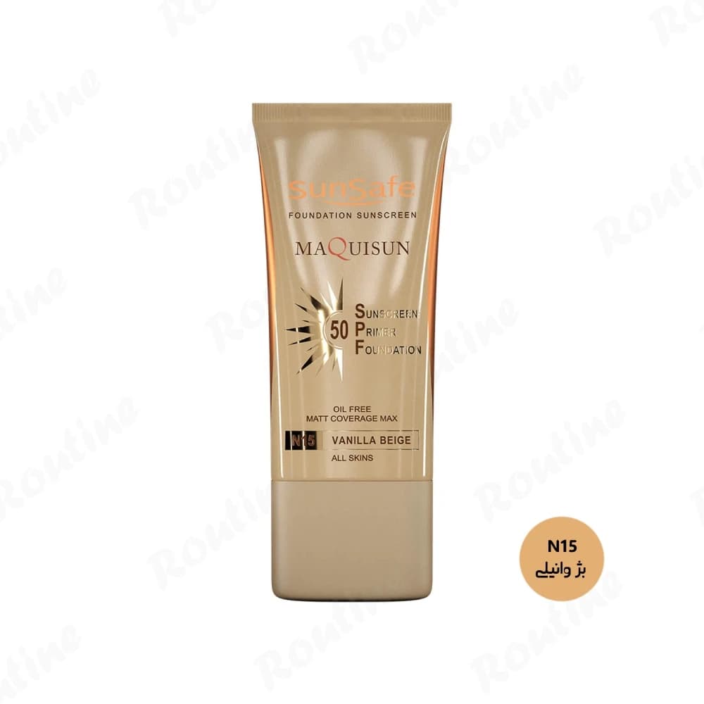 کرم ضدآفتاب کرم‌پودری SPF 50 بژ وانیلی سان سیف 40 میلی‌لیتر