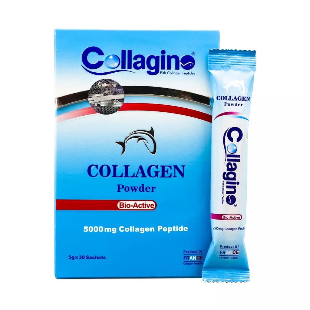 پودر کلاژن کلاژینو آبی 30 تا ساشه 5 گرمی