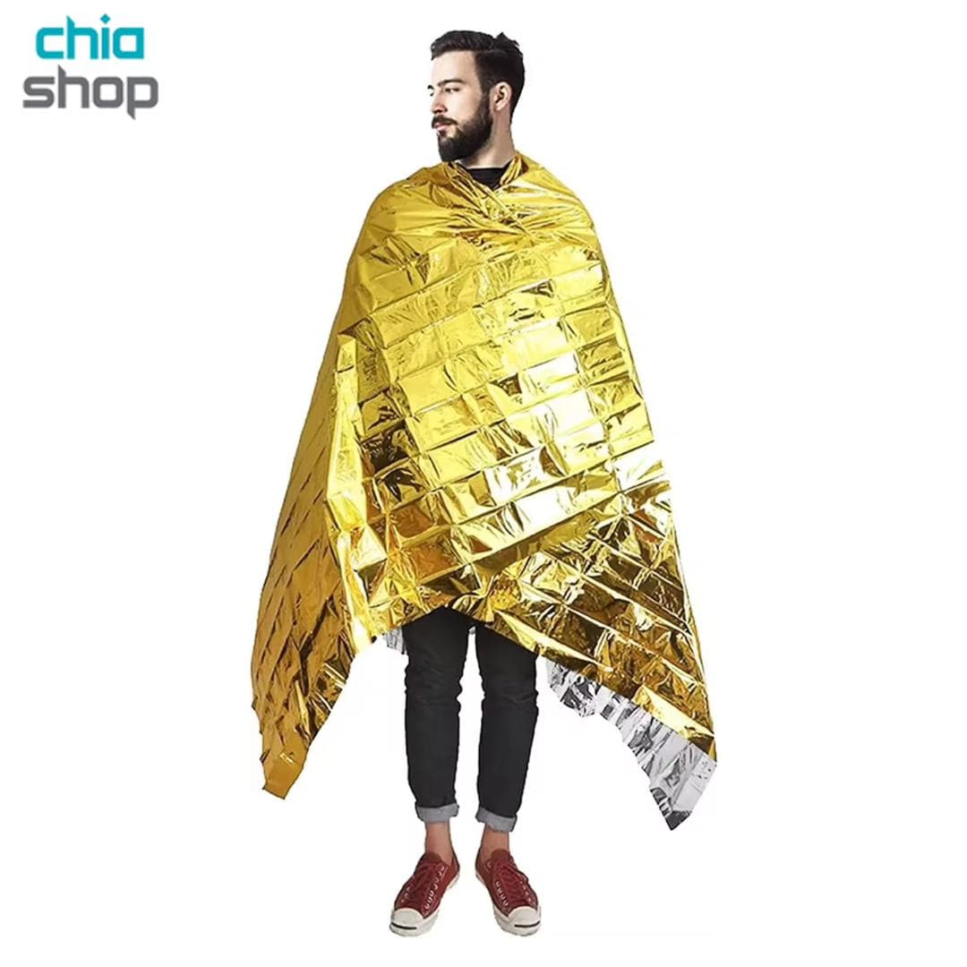 پتوی نجات دو طرفه طلایی نقره ای 210×160 سانتیمتر — تصویر ۴