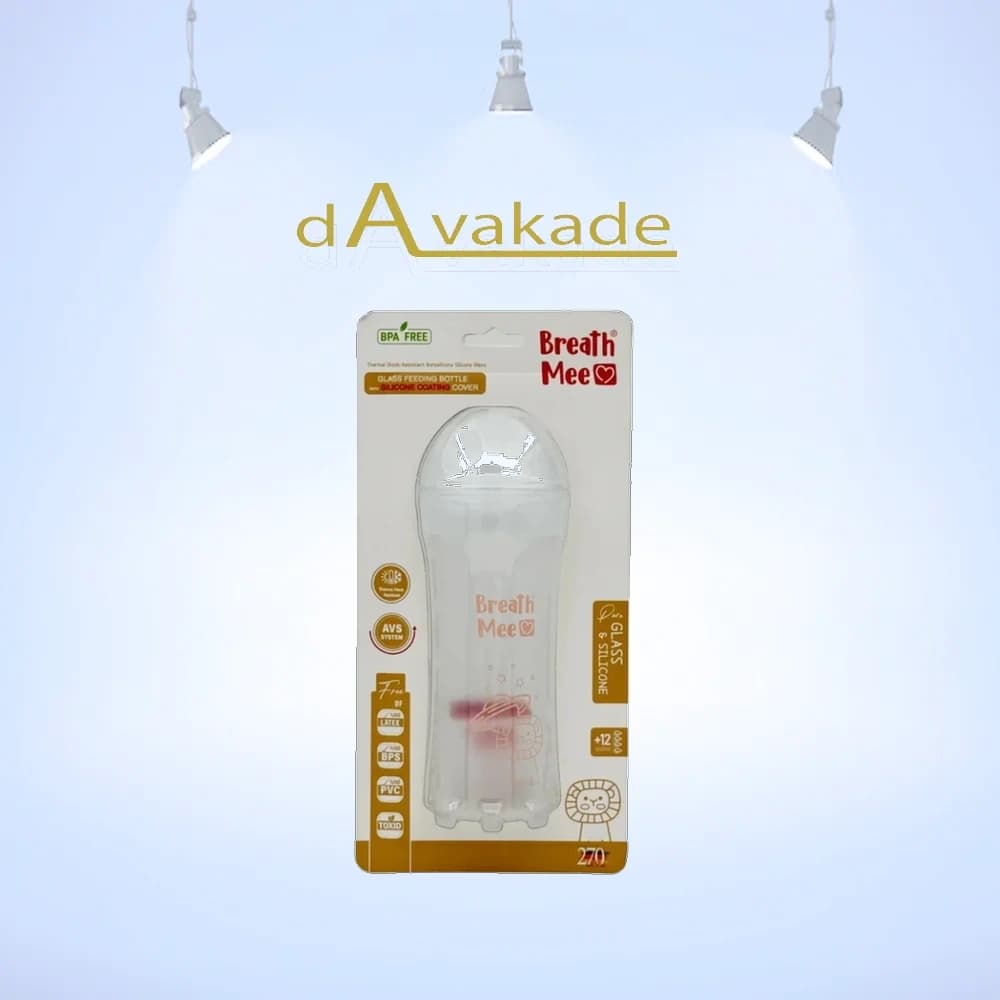 BREATH ME شیشه شیر عریض روکش سیلیکون پیرکش 270ML کد BT14