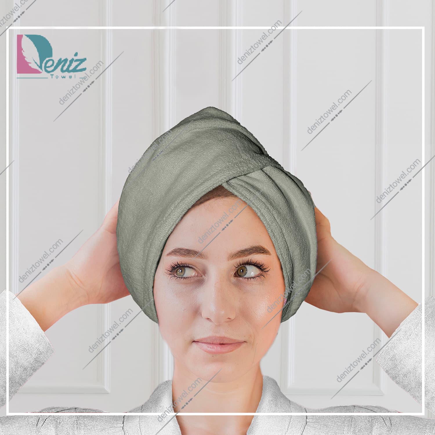 حوله سر طرح ساده مدل کلاه پیچ رنگ طوسی سبز