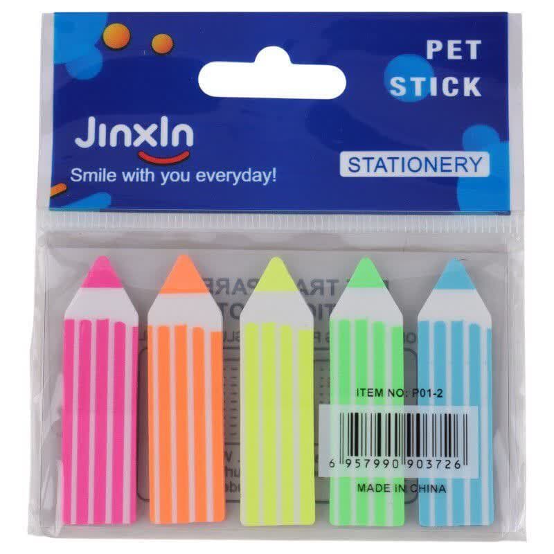 کاغذ یادداشت چسب دار طرح مداد Jinxln P01-2 4.5*1.2cm بسته 5 عددی — تصویر ۲