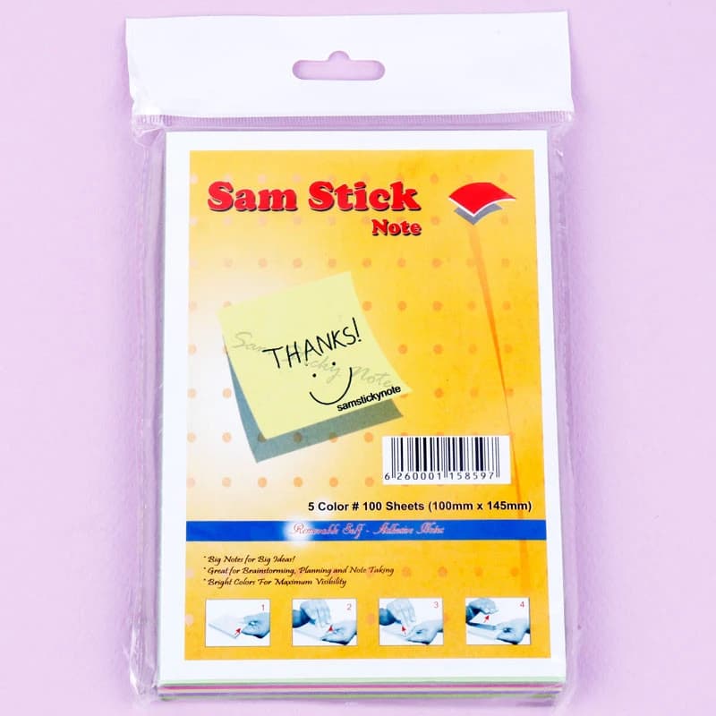 کاغذ یادداشت چسب دار رنگی Sam Stick Note 10*14.5cm بسته 100 برگی — تصویر ۶