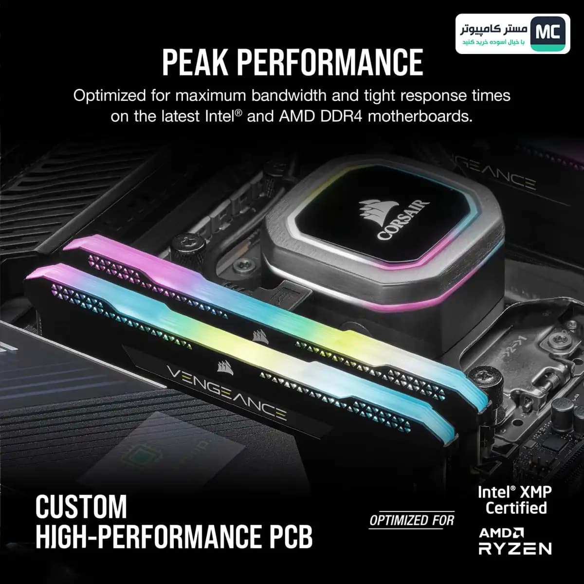 رم کورسیر VENGEANCE RGB PRO SL Black 16GB 8GBx2 3600MHz CL18 — تصویر ۲
