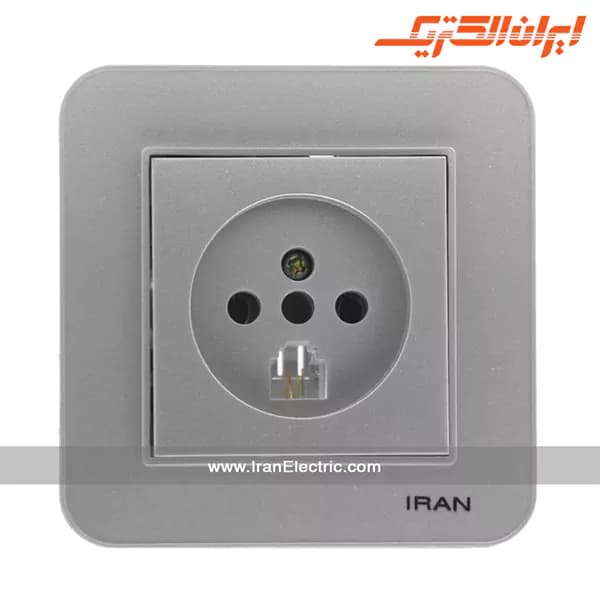 پریز تلفن دوکاره ارس نقره ای — تصویر ۲