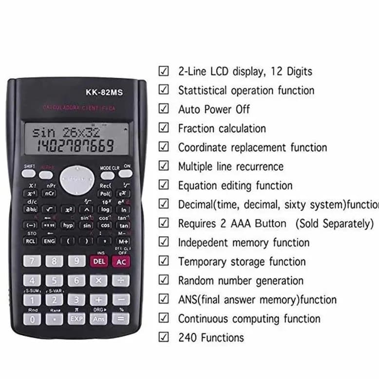 ماشین حساب کرونی مدل مهندسی کد KK-82ms — تصویر ۲