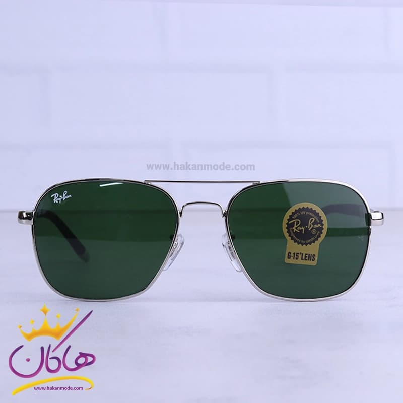 عینک آفتابی ری بن مردانه فریم فلزی نقره ای RB 3529/1