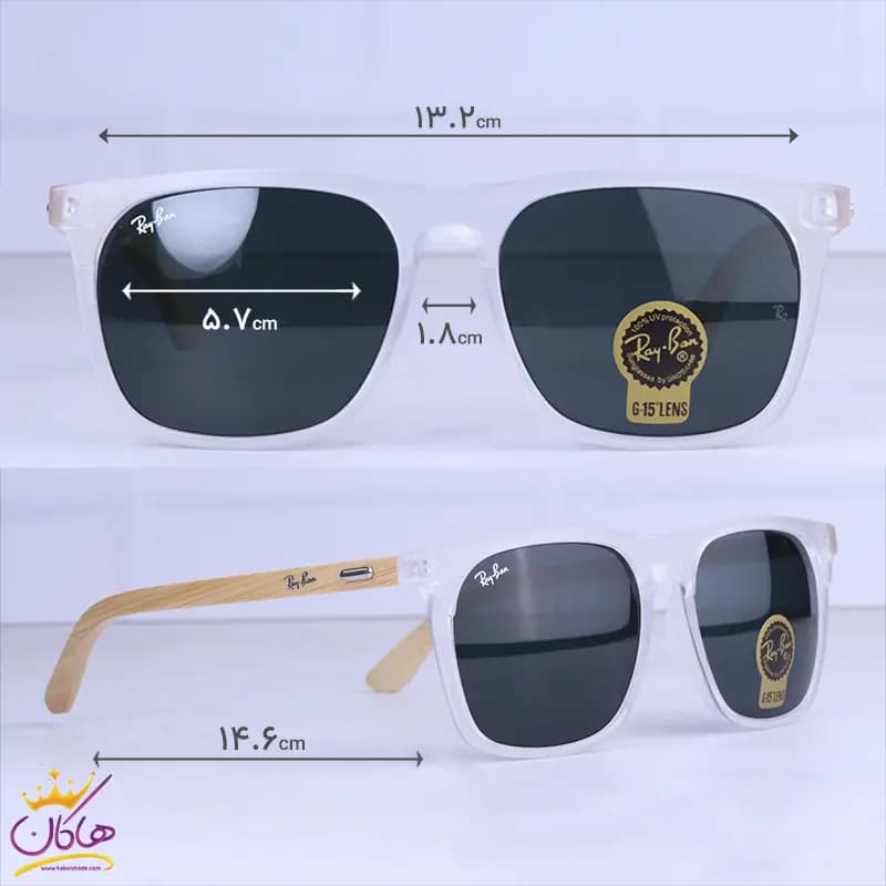 عینک آفتابی مردانه ری بن فریم سفید مات RB 8306/1 — تصویر ۲