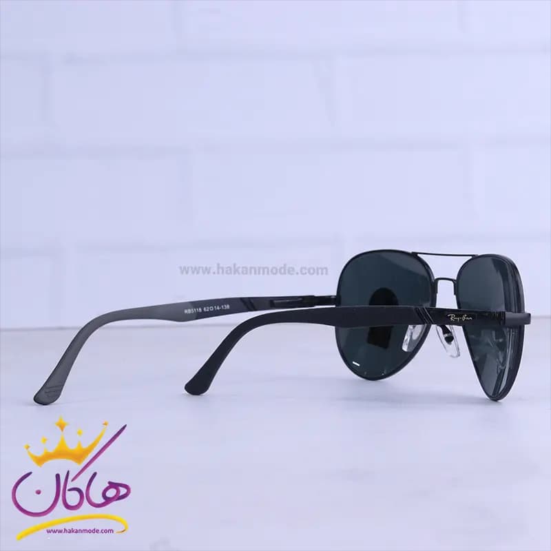 عینک آفتابی ری بن مردانه فلزی مشکی خلبانی RB 5118/1 — تصویر ۳