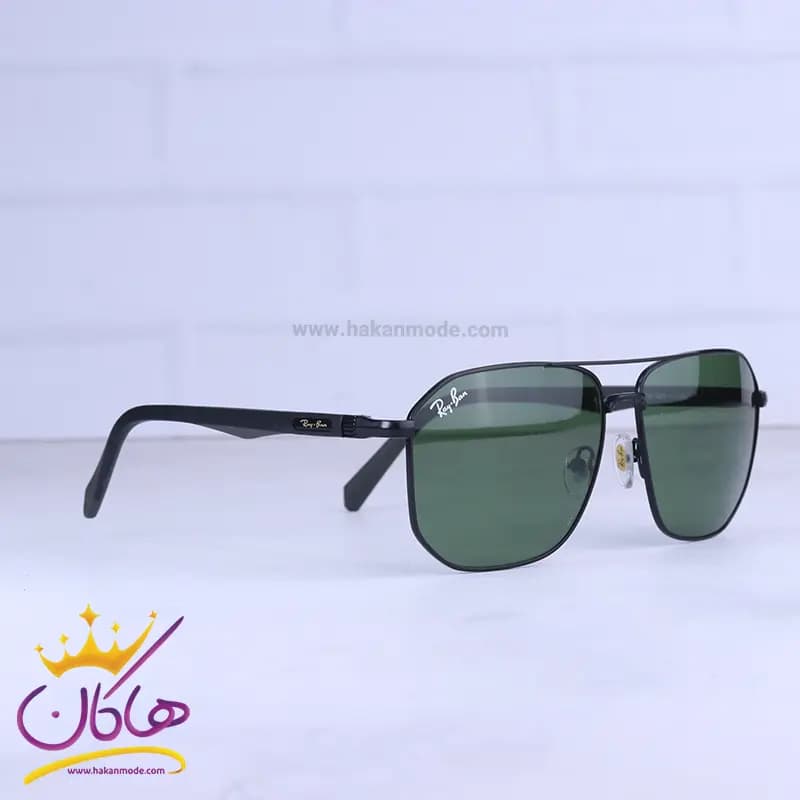 عینک آفتابی ری بن مردانه مشکی شیشه سبز RB 5708/2 — تصویر ۴