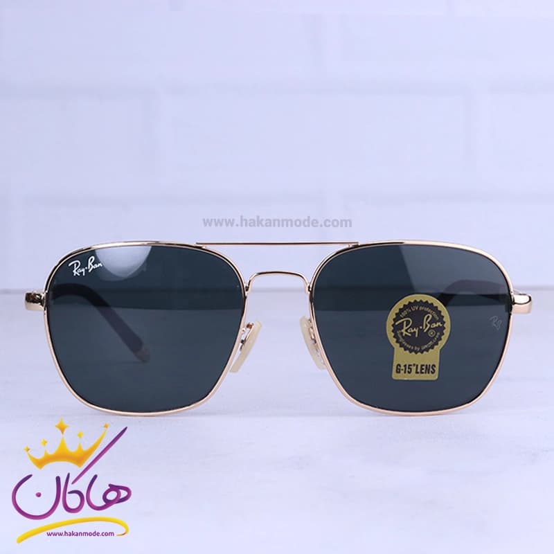 عینک آفتابی ری بن مردانه فریم فلزی طلایی RB 3529/2
