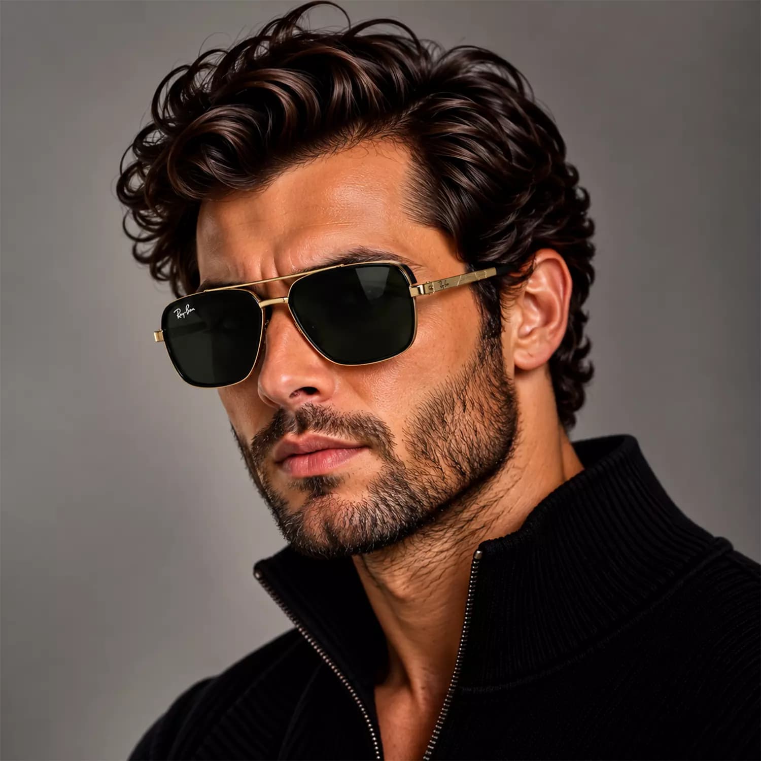 عینک آفتابی ری بن مردانه مشکی طلایی RB 5658/1 — تصویر ۵