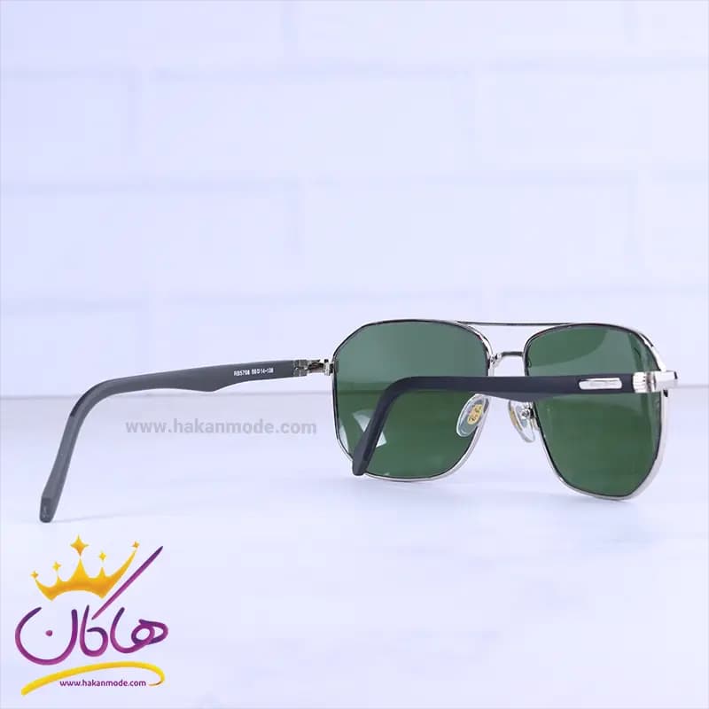 عینک آفتابی ری بن مردانه نقره ای شیشه سبز RB 5708/1 — تصویر ۳