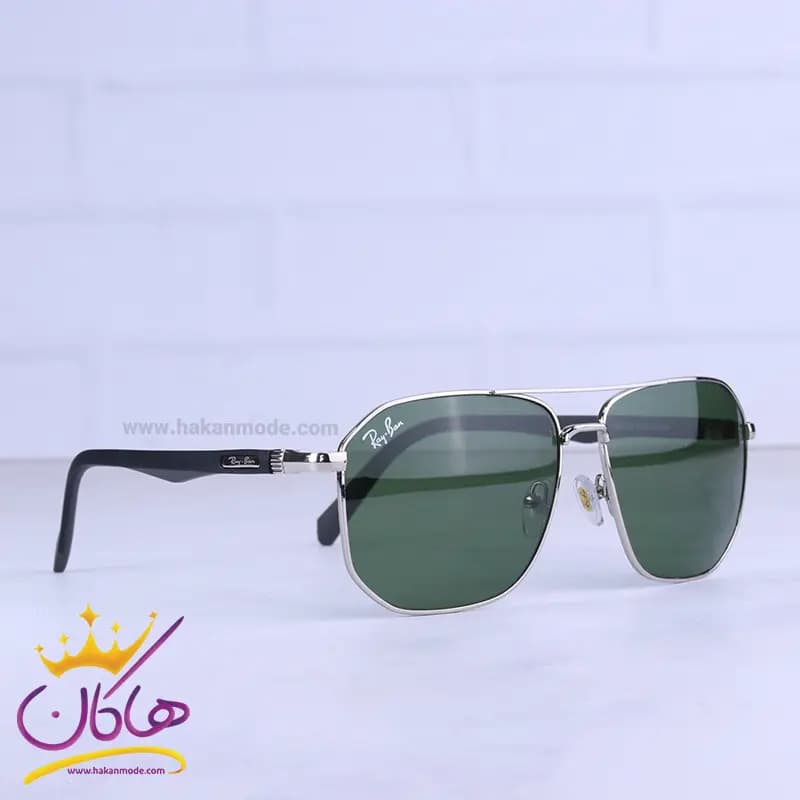 عینک آفتابی ری بن مردانه نقره ای شیشه سبز RB 5708/1 — تصویر ۴