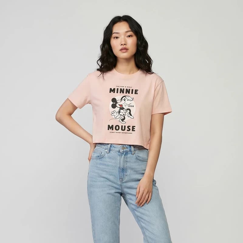 کراپ‌ تی‌شرت آستین کوتاه زنانه دیزنی مدل minnie