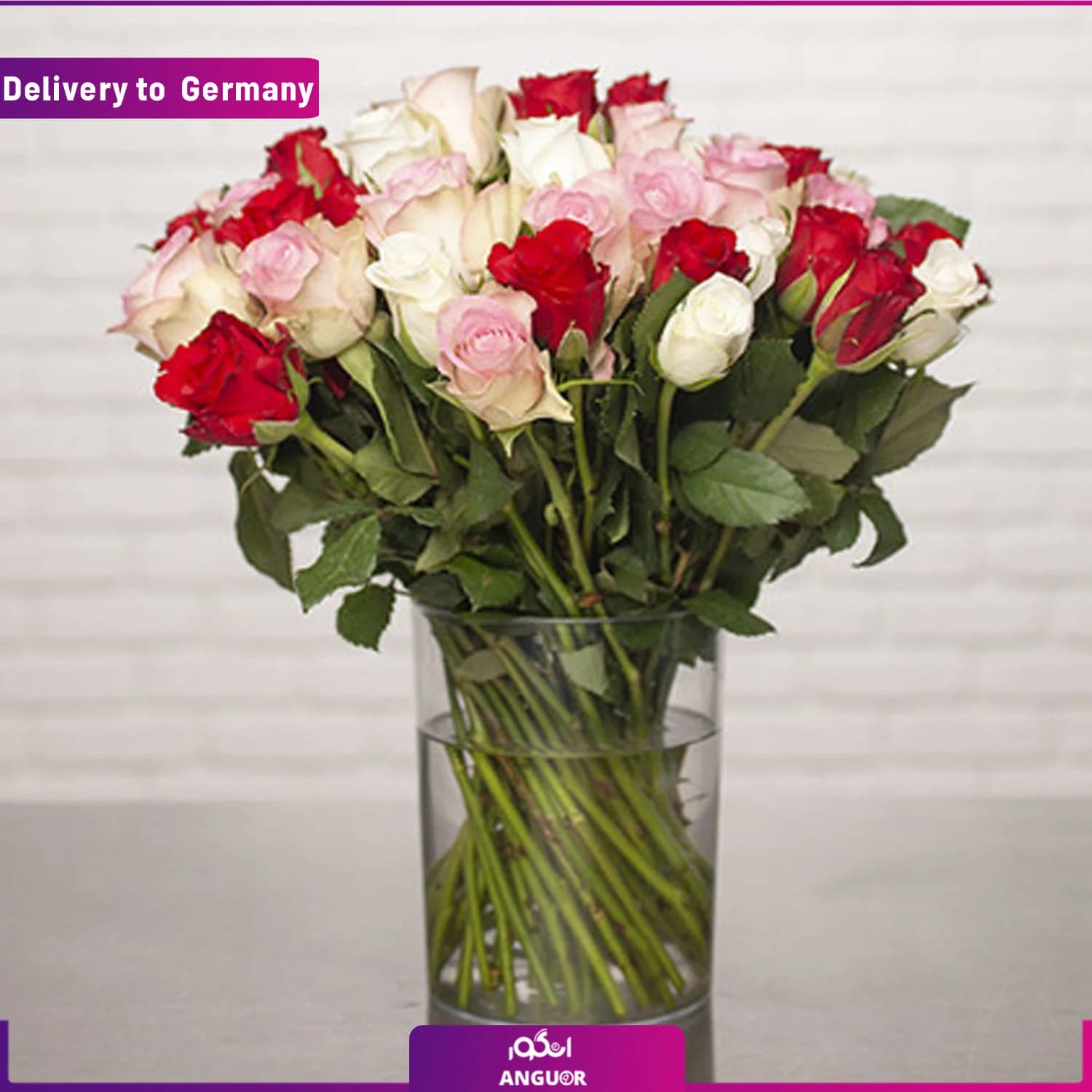 دسته گل 50 شاخه رز ترکیبی (ارسال به آلمان)