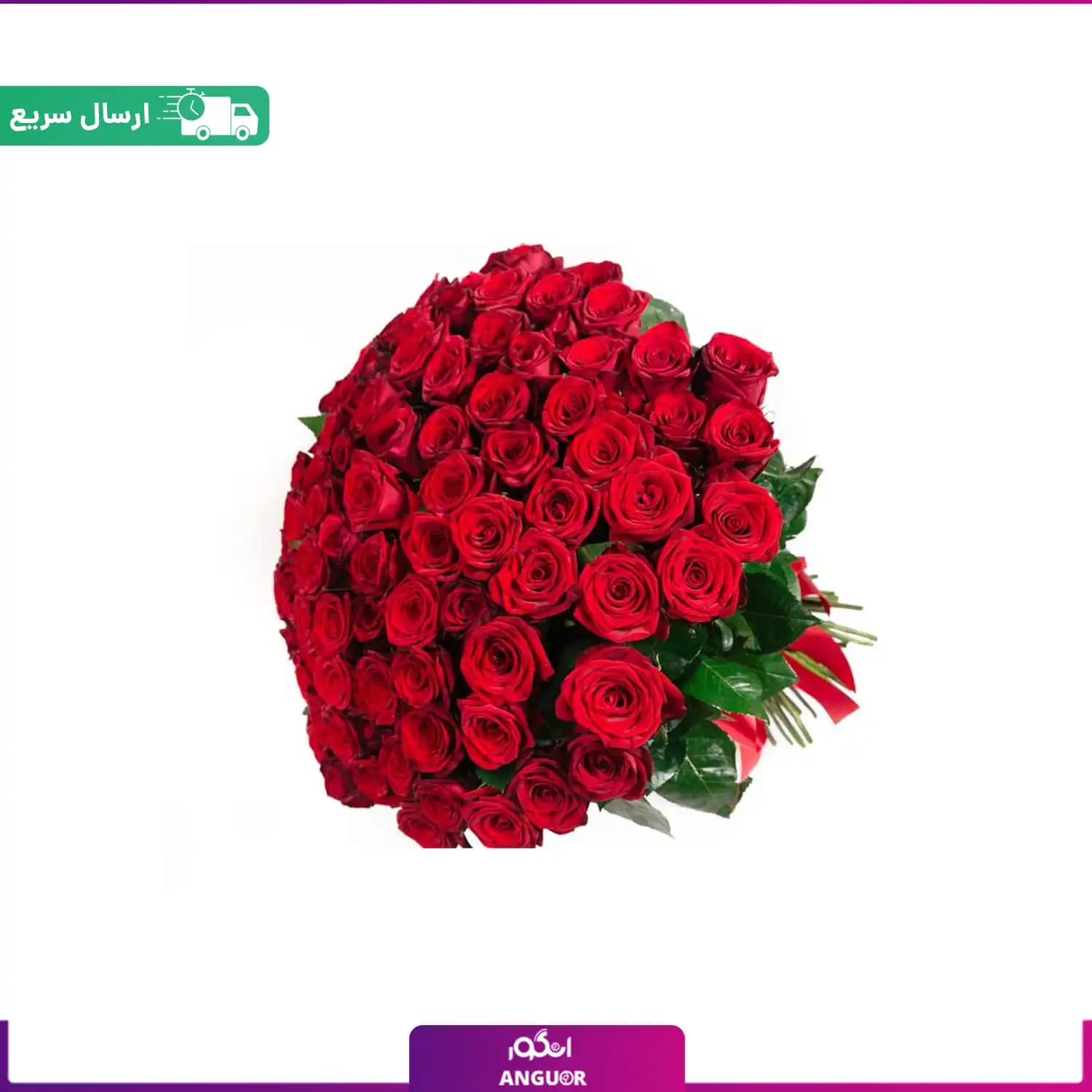 دسته گل رز قرمز 80 شاخه ساقه کوتاه (رز هلندی)