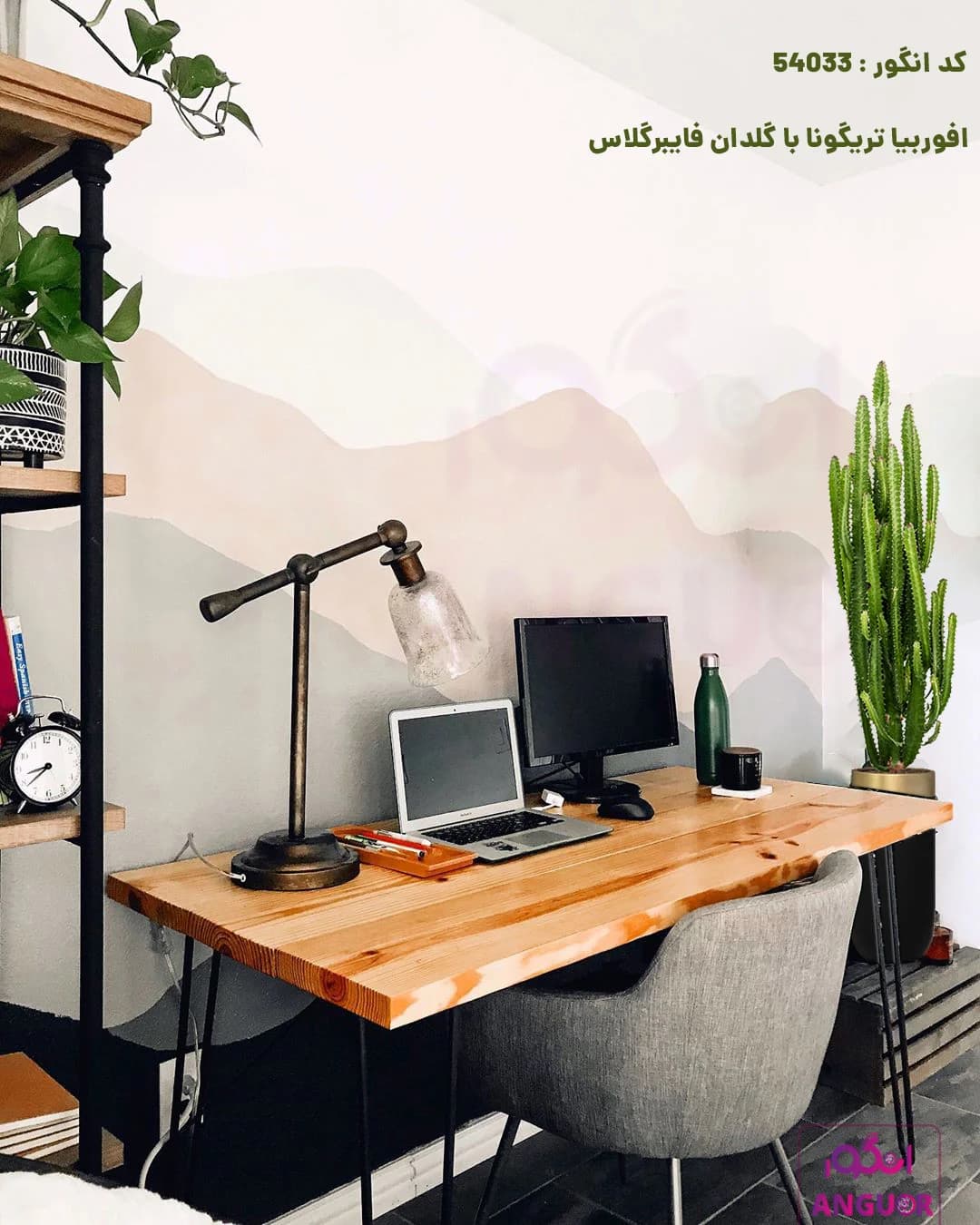 گلدان فایبرگلاس روکش مخملی با افوربیا تریگونا — تصویر ۲