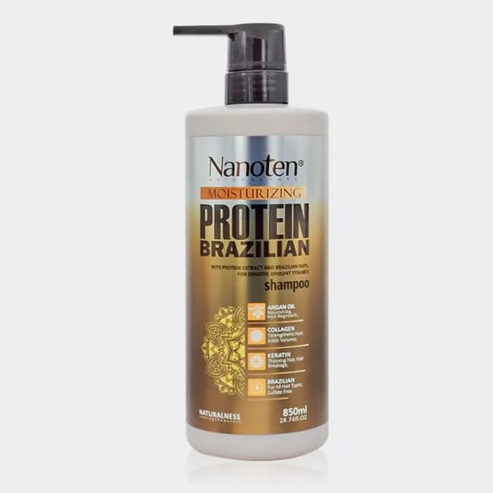 شامپو فری سولفات پروتئین نانوتن Nanoten Moisturizing Protein Brazilian Shampoo 850ml