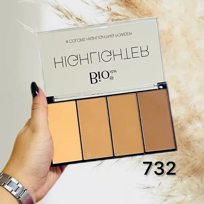 پالت کانتور کانسیلر خشک بیو استار Bio Star 4 Color Highlighter contour Powder 14gr — تصویر ۲