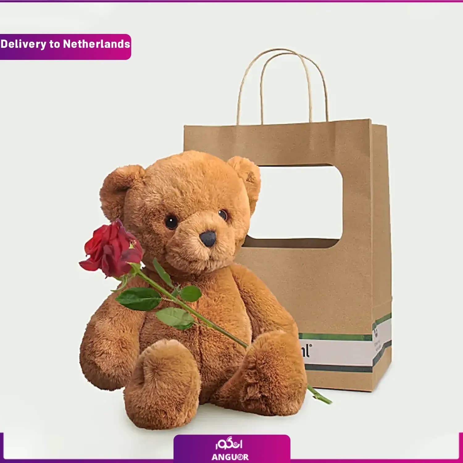 هدیه گل و خرس (ارسال گل به هلند)